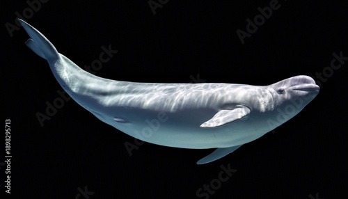 Εκτύπωση καμβά Majestic White Beluga Whale Swimming in Dark Water