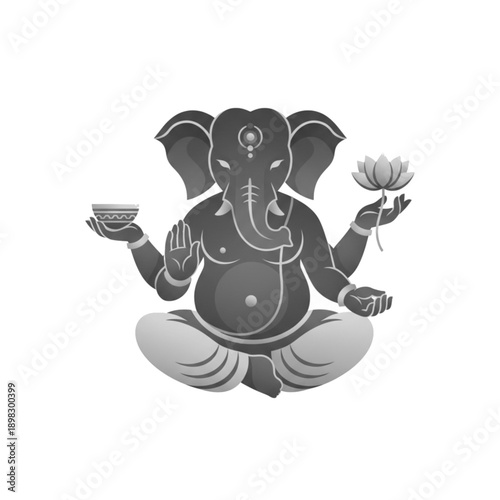 Stylized Meditating Elephant Deity Vector Illustration