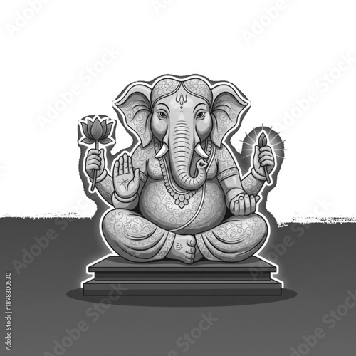 Ornate Brass Elephant Figurine with Silver Filigree on Dark Pedestal