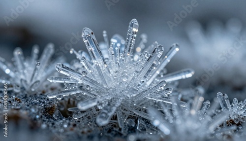 Macro Shot of Ice Crystals on a Surface.