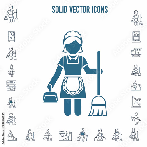 Maid with Cleaning Tools