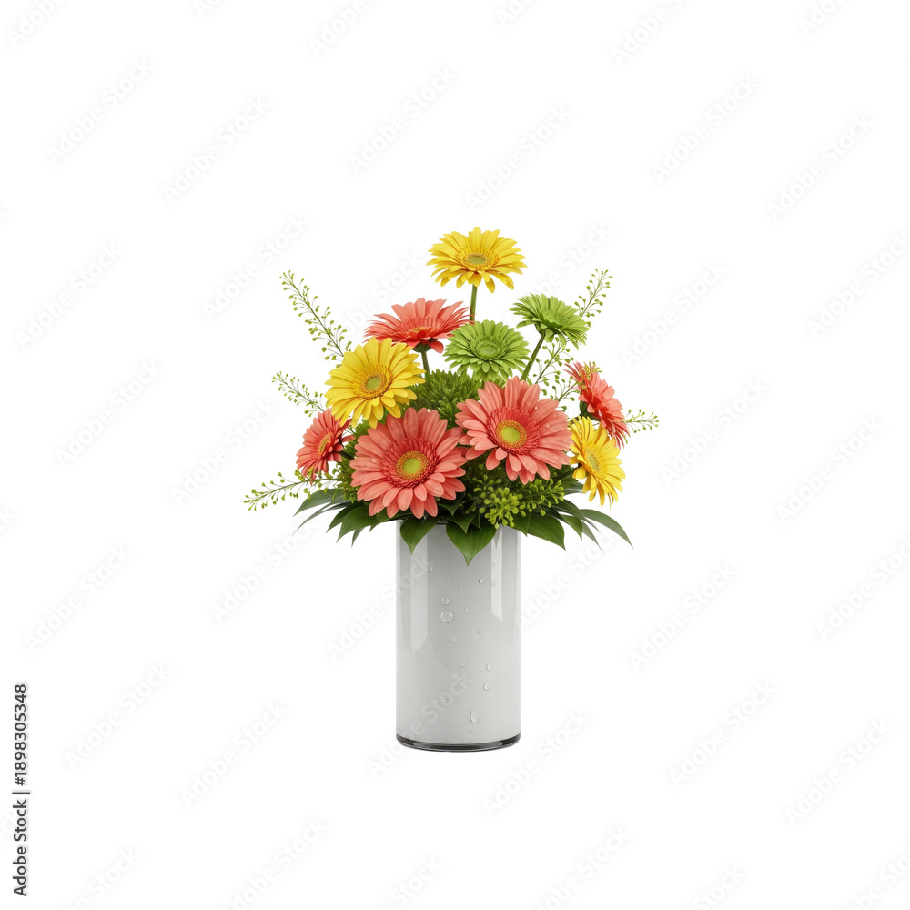 Obraz premium Colorful gerbera daisy bouquet in white vase