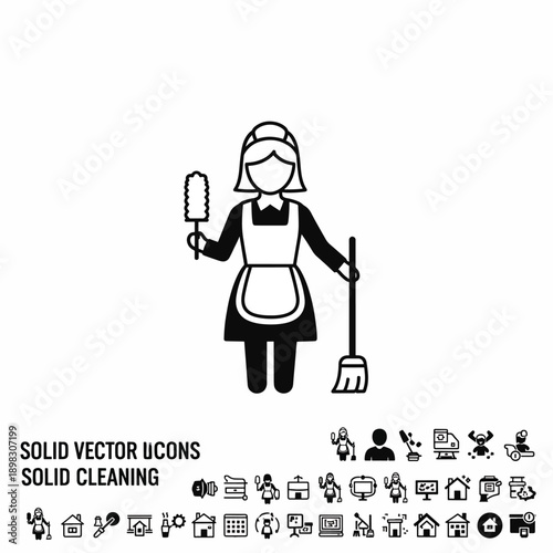 Maid with Cleaning Tools
