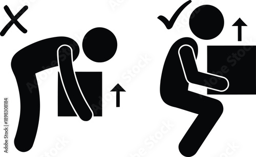 Proper lifting techniques to prevent back injuries at work.