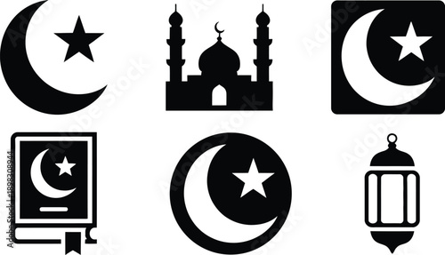 Illustrations of islamic symbols and objects