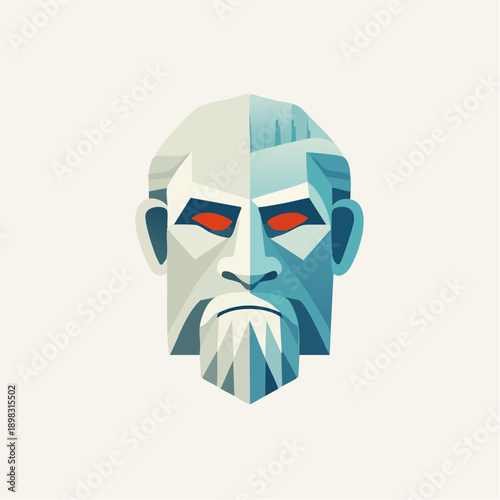 Portrait stylisé de golem futuriste – illustration numérique intense