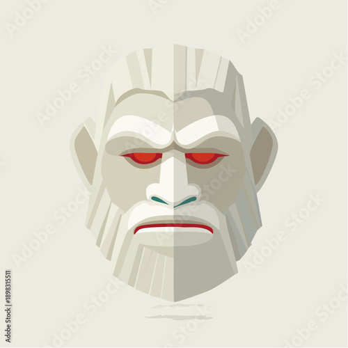 Portrait stylisé de golem futuriste – yeux rouges, illustration numérique intense