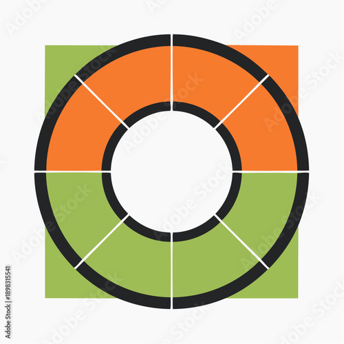 Diagramme circulaire quadrants colorés – illustration minimaliste