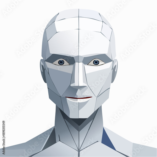 Tête de robot humanoïde – illustration futuriste de l’intelligence artificielle