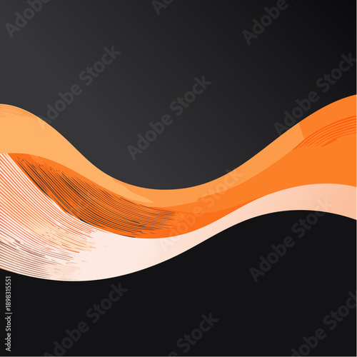 Vague abstraite orange – design fluide et moderne sur fond sombre
