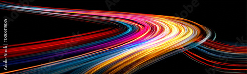 Cuadro en lienzo A high-speed futuristic track with multicolored glow and speed effects forms an