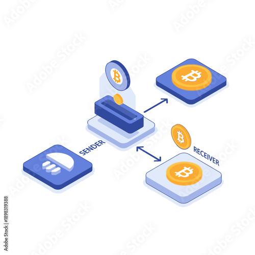 Bitcoin Transaction Process Between Sender and Receiver Devices.