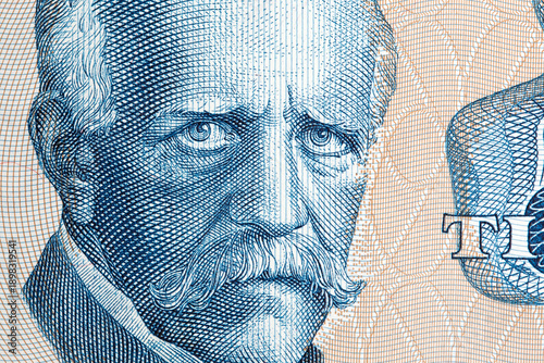 Fridtjof Nansen a closeup portrait from Norwegian money