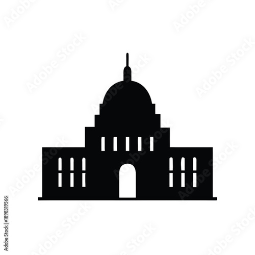 An artistic travel illustration of the Taj Mahal vector silhouette, a famous Indian landmark and architectural monument symbol set against a clean city skyline design