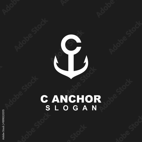 Letter C Anchor Logo Design Icon for Maritime Nautical Branding