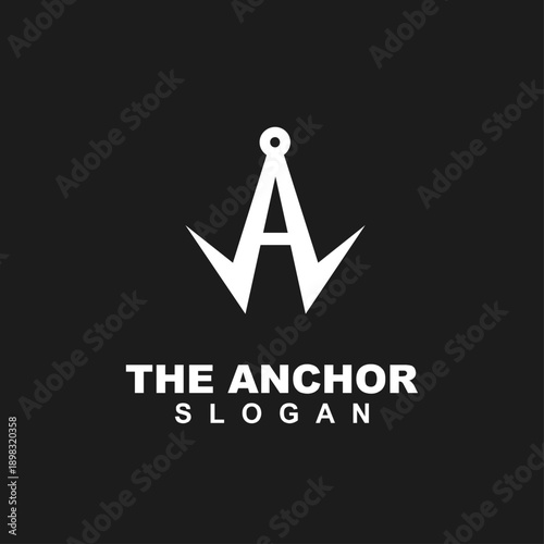 Minimalist Anchor and Letter A Logo Design on Black Background