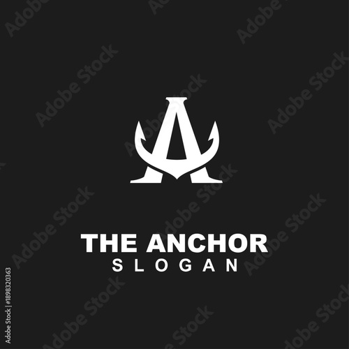 Anchor Letter A Logo Design - Modern Nautical Brand Symbol on Black Background