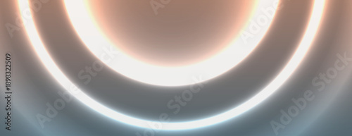 Abstract background with glowing rings. The background features soft orange and white hues, creating a smooth, radiant texture. Orange and white tones. Gradient neon background vector. Blue background