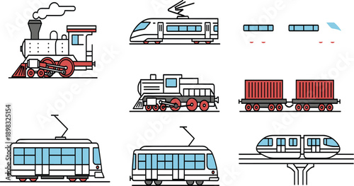 Vector design featuring a classic steam locomotive rendered in solid black silhouette, nostalgic retro look 