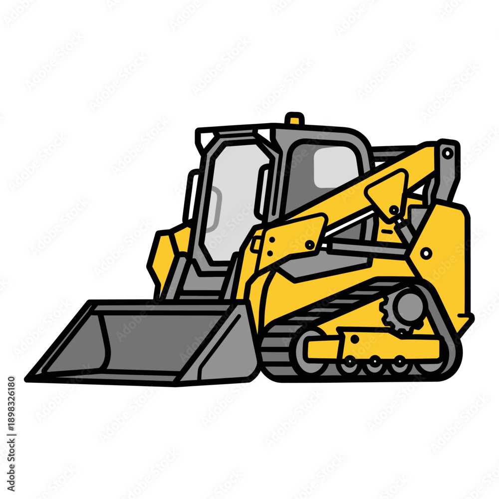 Obraz premium Yellow Compact Track Loader with Bucket on White Background