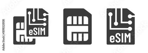 Set of esim and simcard icons