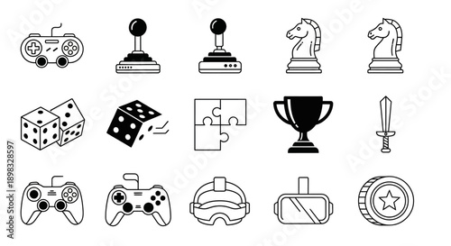 Collection of gaming and sports icons.