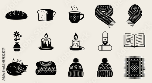 Cozy winter clothing and home items.