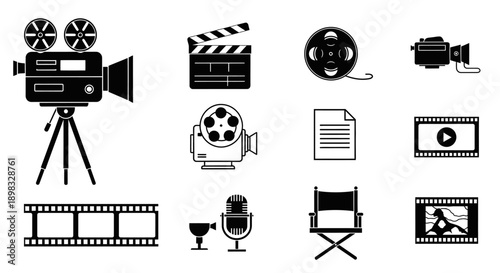 Film Production Icon Set Graphics.