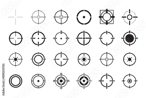 Assortment of crosshair aiming devices and targeting reticles for precision shooting and optical systems