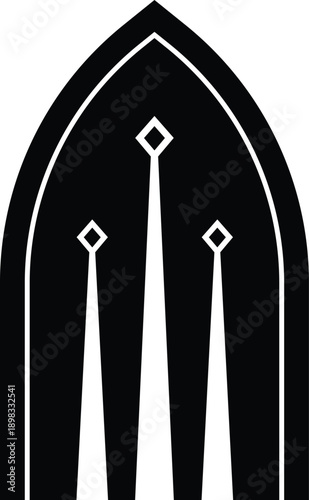 Islamic mihrab illustration with decorative patterns, prayer niche concept