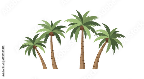 Tropical Palm Trees Group - Summer Vacation Beach Illustration