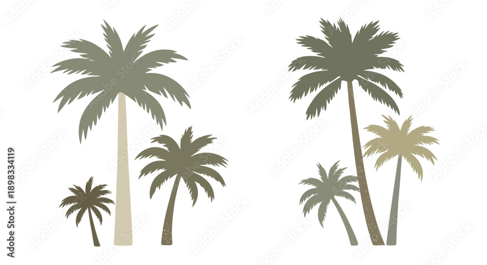 Obraz premium Stylized Palm Trees Silhouette Vector Art