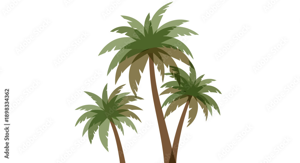 Obraz premium Tropical Palm Trees Silhouette on White Background