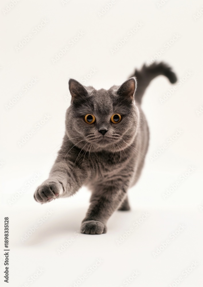 Obraz premium Gray cat walking forward confidently