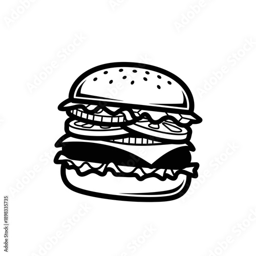 A large double cheeseburger with sesame seed bun.