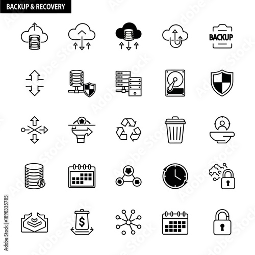Backup and recovery icons set.