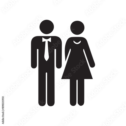 Man and woman pictogram icon representing couple or people standing together as partnership or teamwork symbol
