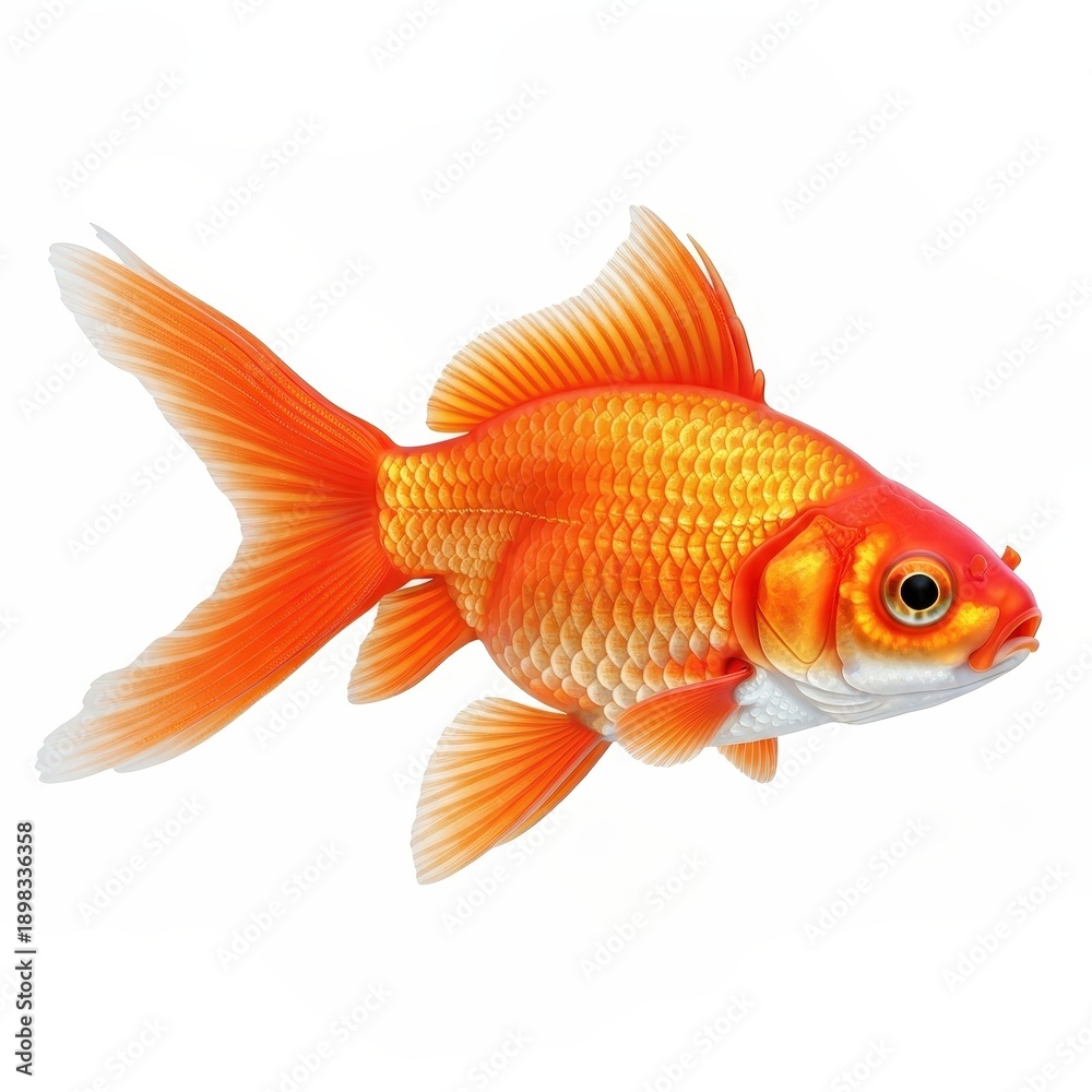 Fototapeta premium Bright and Colorful Goldfish Swimming Gracefully in Clear Water Under Natural Light