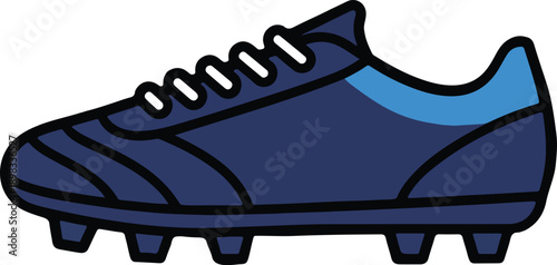 Blue Soccer Cleat Cartoon Illustration - Football Boot Icon for Sports, Game, and Athletic Equipment