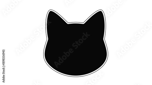 Minimalist black cat head shape simple graphic design silhouette