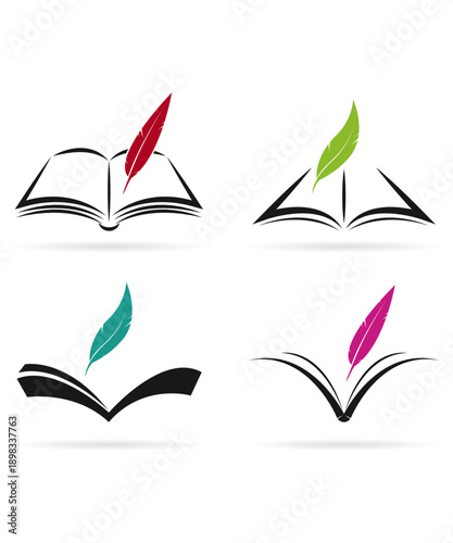 Book icons set, logo isolated on white background, vector illustration.