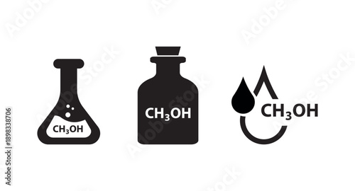 Laboratory glass with CH3OH icon