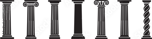 Ancient Greek and Roman Architectural Column and Pillar Silhouette Set