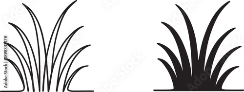 Thick grass tuft lawn silhouette in one line art style symbolizing nature ecology spring.