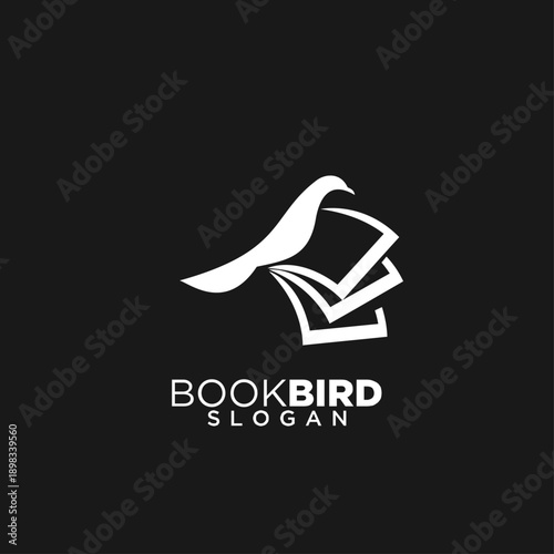 White Bird and Open Books Logo Design Symbolizing Knowledge, Education, and Freedom of Learning