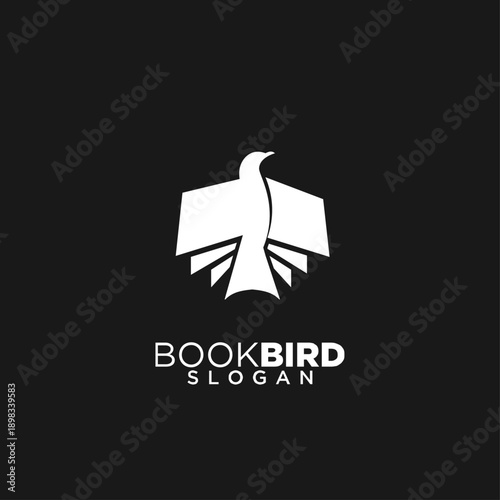 Creative Book Bird Logo Design featuring a bird with abstract open book wings, symbolizing education, knowledge, and literature.