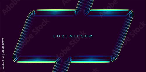 The colorful frame consists of multiple multicolored lines. Glow effect. Copy space. Vector illustration for brochure, poster, cover, card, flyer, banner, advertising or presentation.