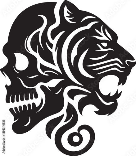 Lion Skull Tattoo Silhouette.eps