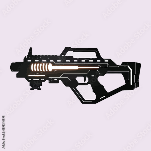 Futuristic assault rifle with advanced tactical features and scope attachment