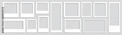 Photo frame mockup collection isolated on transparent background. Empty rectangular frames in different proportions